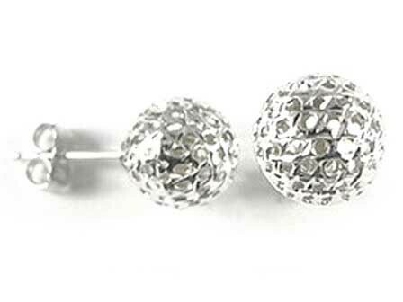 10K White Gold 10MM Mesh Ball Stud Earrings 10K White Gold 10MM Mesh Ball Stud Earrings