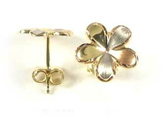 10K Yellow White &amp; Rose Gold Tri Color Children&#39;s Stud Earrings