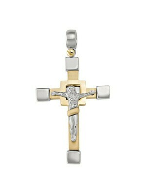 Yellow And White Gold Two Tone Crucifix 14KT & 18KT Yellow And White Gold Two Tone Crucifix 14KT & 18KT