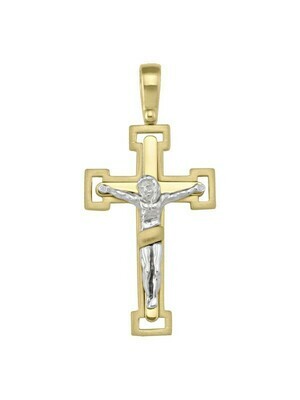 Yellow And White Gold Two Tone Crucifix 14KT & 18KT Yellow And White Gold Two Tone Crucifix 14KT & 18KT