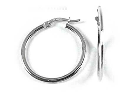 10K White Gold Polished Hoop Earrings