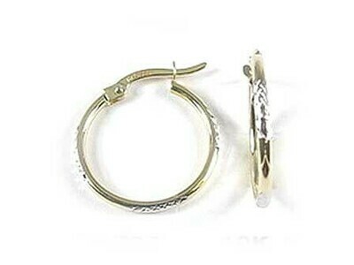 10K Yellow & White Gold Two Tone Hoop Earrings 10K Yellow & White Gold Two Tone Hoop Earrings