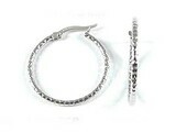 10K White Gold Shimmer Cut Hoop Earrings