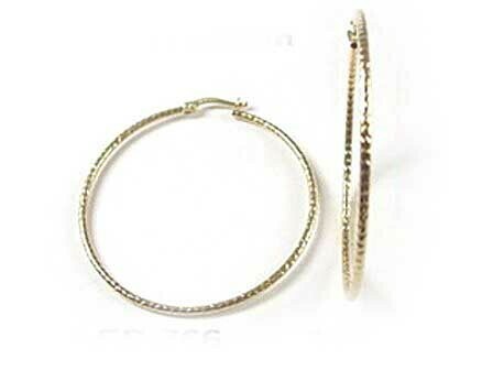 10K Yellow Gold Shimmer Cut Hoop Earrings