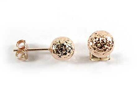 10K Rose Gold 7MM Shimmer Cut Ball Stud Earrings 10K Rose Gold 7MM Shimmer Cut Ball Stud Earrings