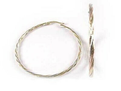 10K Yellow White &amp; Rose Gold Tri Colour Hoop Earrings