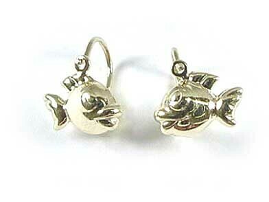 10K Yellow Gold Fish Children's Earrings 10K Yellow Gold Fish Children's Earrings