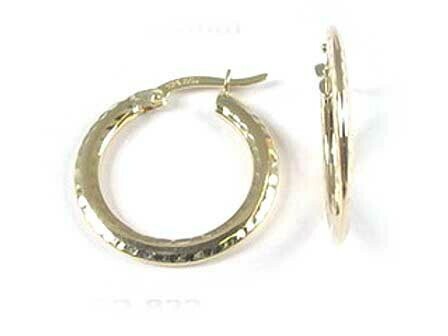 10K Yellow Gold Shimmer Cut Hoop Earrings