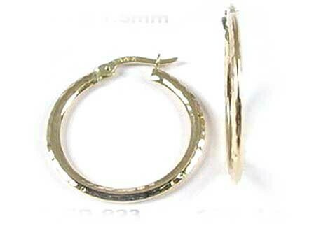 10K Yellow Gold Shimmer Cut Hoop Earrings