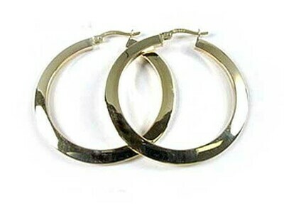 10K Yellow Gold Knife Edge Polished Hoop Earrings