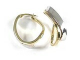 10K Yellow &amp; White Gold Two Tone Abstract Hoop Earrings