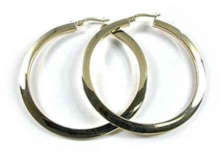 10K Yellow Gold Knife Edge Polished Hoop Earrings
