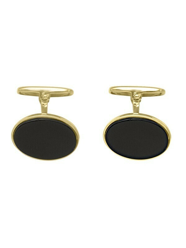 Yellow Gold Onyx Cufflinks 18KT