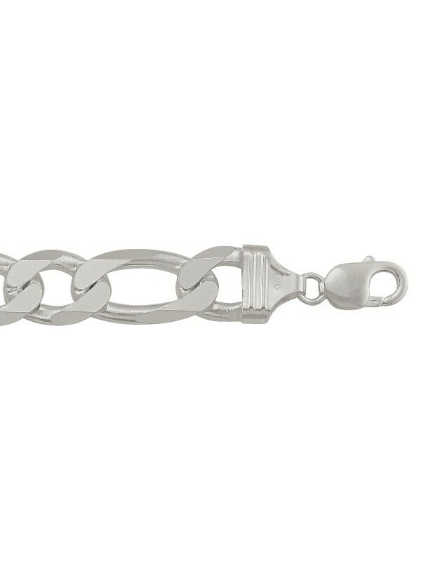 Sterling Silver Fancy Rhodium Plated Hollow Link Bracelet