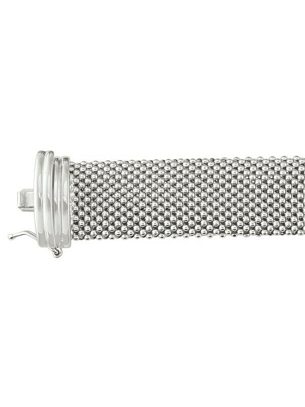 Sterling Silver Rhodium Finish Mesh Link Bracelet