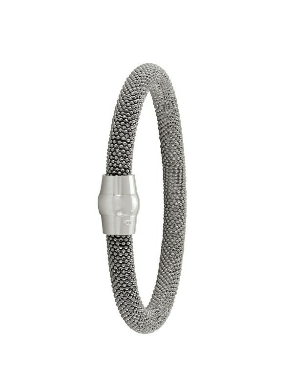 Sterling Silver Black Rhodium Magnetic Clasp Bangle