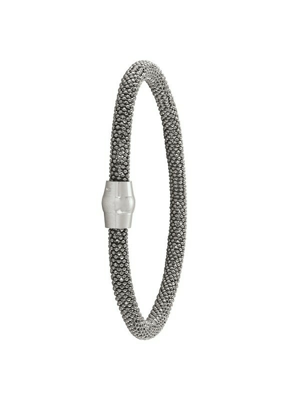 Sterling Silver Black Rhodium Magnetic Clasp Bangle