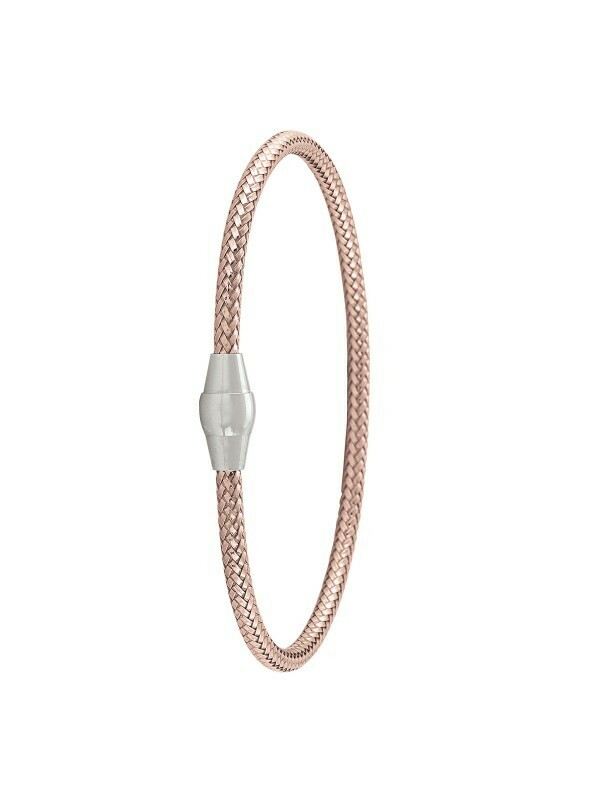 Sterling Silver Pink Gold Plated Magnetic Clasp Bangle