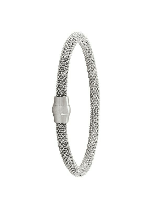 Sterling Silver Rhodium Plated Magnetic Clasp Bangle