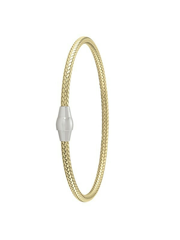 Sterling Silver Yellow Gold Plated Magnetic Clasp Bangle