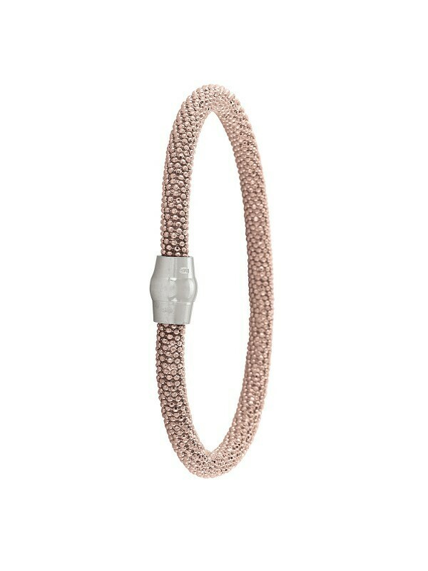Sterling Silver Pink Gold Plated Magnetic Clasp Bangle