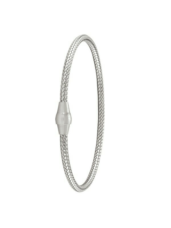 Sterling Silver Rhodium Plated Magnetic Clasp Bangle