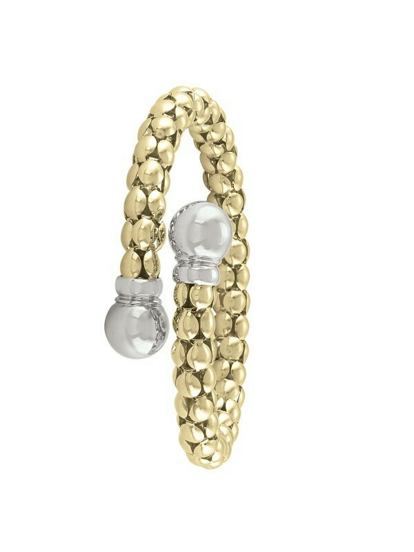 Sterling Silver Yellow Gold And Rhodium Plated Fancy Bangle