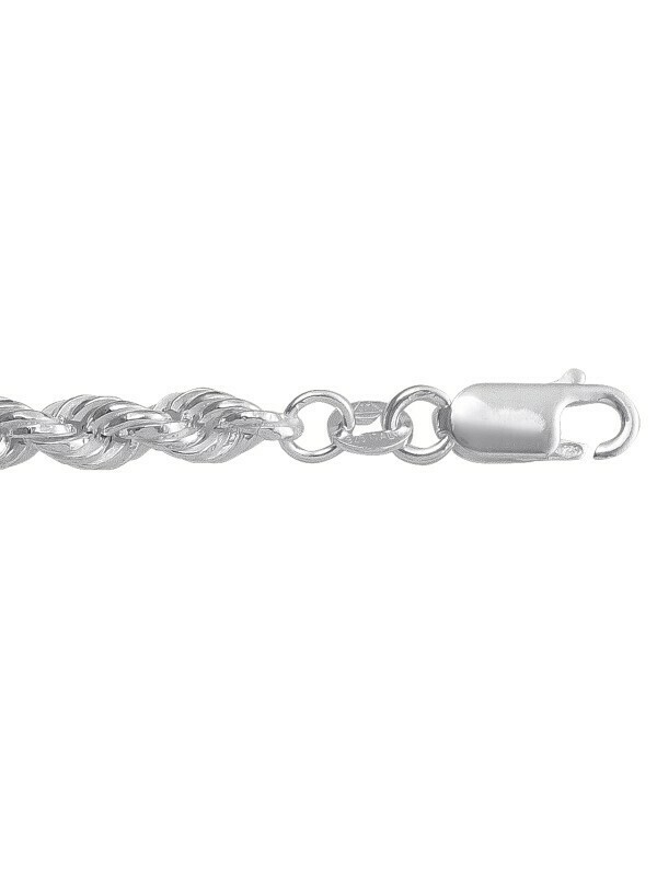 Silver Hollow Rope Link Chain