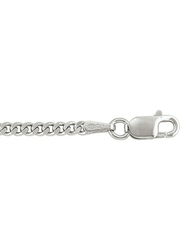 Silver Rhodium Solid Curb Link Chain Silver Rhodium Solid Curb Link Chain