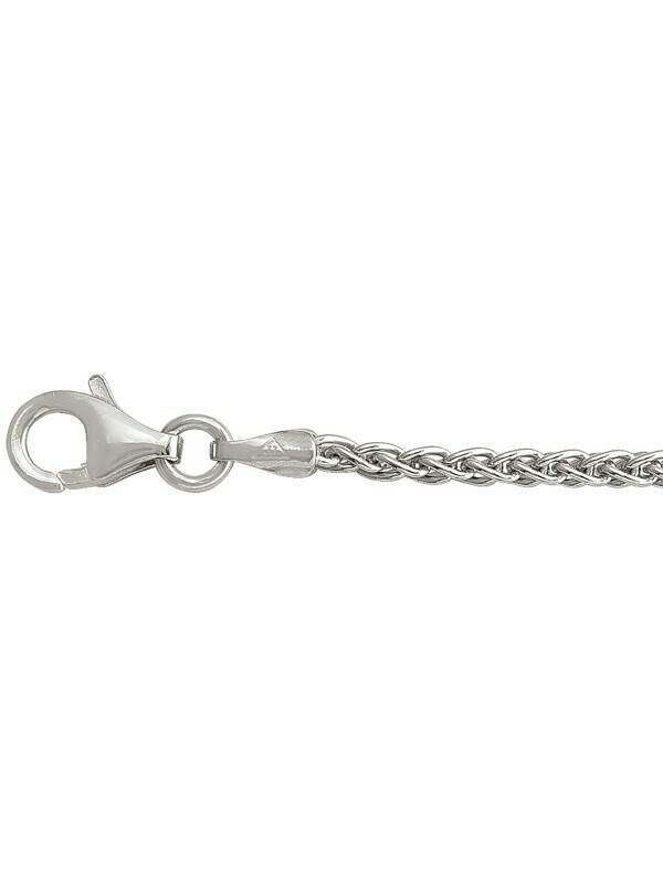 Silver Rhodium Solid Round Wheat Link Chain