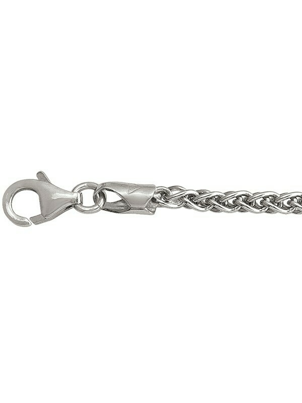 Silver Rhodium Solid Round Wheat Link Chain Silver Rhodium Solid Round Wheat Link Chain
