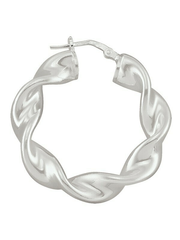 Sterling Silver Fancy Twist Hoop Earring