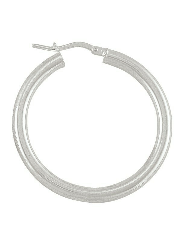 Sterling Silver High Polish Plain 3mm Tube Hoop Earring