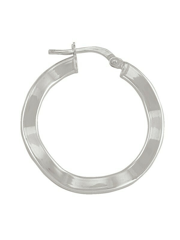 Sterling Silver Rhoidum Plated Fancy Hoop Earring