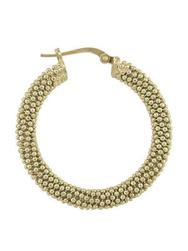 Sterling Silver Yellow Gold Plated Fancy Mesh Hoop Earring