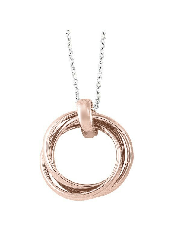 Sterling Silver Pink &amp; Rhodium Plated Love Knot Necklace