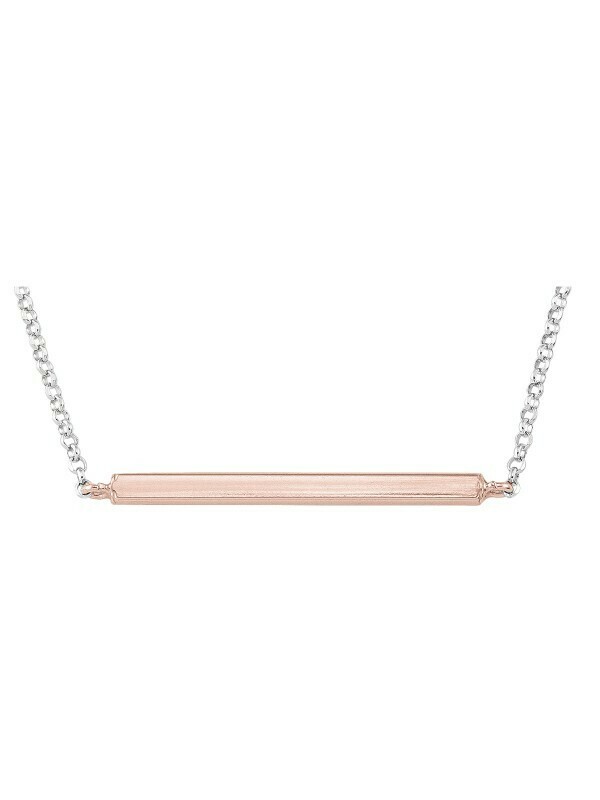 Sterling Silver Pink &amp; Rhodium Palted Bar Necklace