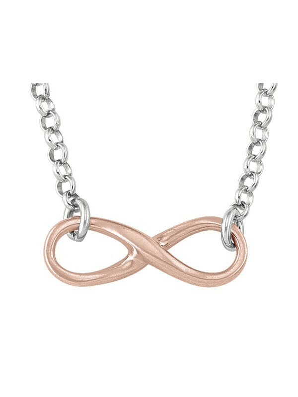 Sterling Silver Pink &amp; Rhodium Plated Infinity Necklace