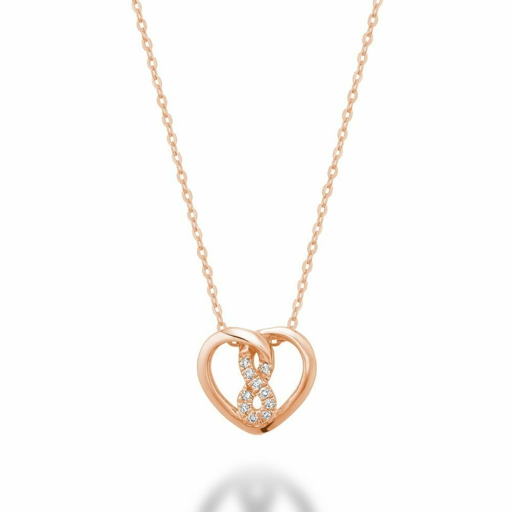 Diamond Intertwined Infinity Center Hearts 10KT Rose Gold Diamond Intertwined Infinity Center Hearts 10KT Rose Gold