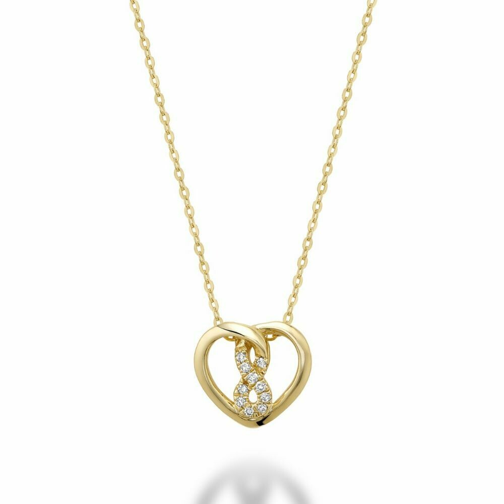 Diamond Intertwined Infinity Center Hearts 10KT Yellow Gold Diamond Intertwined Infinity Center Hearts 10KT Yellow Gold