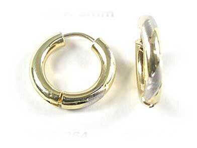 10K Yellow & White Gold Huggy Earrings 10K Yellow & White Gold Huggy Earrings
