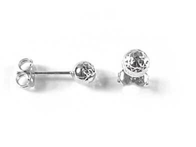 10K White Gold 5MM Shimmer Ball Stud Earrings 10K White Gold 5MM Shimmer Ball Stud Earrings