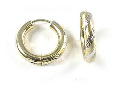 10K Yellow &amp; White Gold Shimmer Hug Huggy Earrings