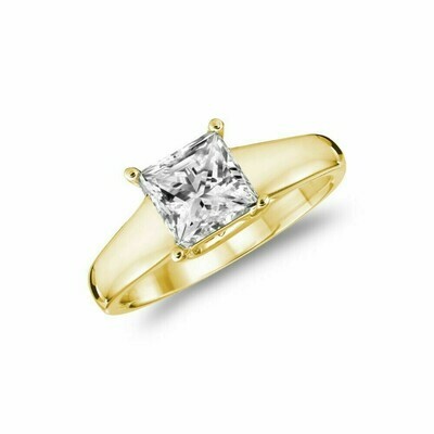 Diamond Solitaire Princess Cut Engagement Ring 14KT Yellow Gold 0.15 carat - 0.50 CT