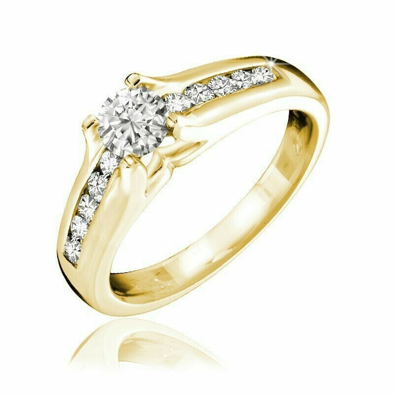 Channel Set Diamond Ring 14KT Yellow Gold 0.35 carat - 1.25 CT TDW, TOTAL DIAMOND WEIGHT: 0.35