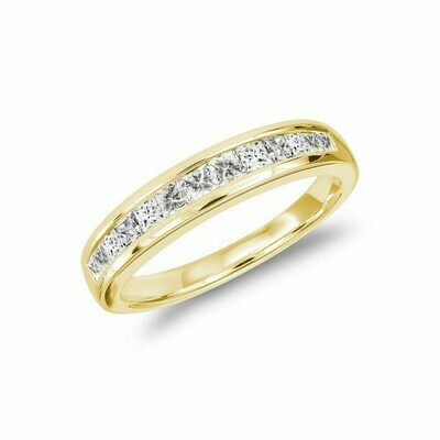 Princess Cut Diamond Semi Eternity Channel Set Band 14KT Yellow Gold 0.15 carat TDW - 0.50 CT TDW Princess Cut Diamond Semi Eternity Channel Set Band 14KT Yellow Gold 0.15 carat TDW - 0.50 CT TDW