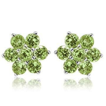 Floral Cluster Peridot Stud Earrings 14KT Gold Floral Cluster Peridot Stud Earrings 14KT Gold