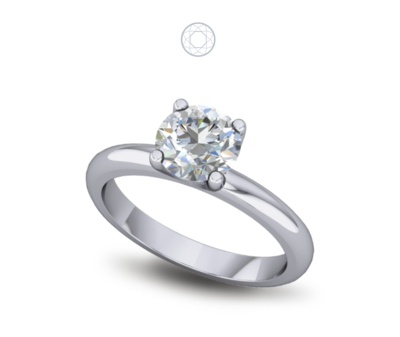 Solitaire Diamond Ring Four Prong Cathedral Zero