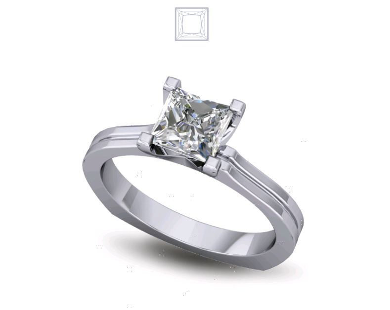 Solitaire Diamond Ring Four Prong U Set, Metal Type: 14 KT