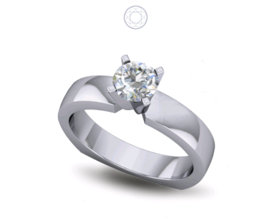 Solitaire Diamond Ring Cathedral Rise Four Prong